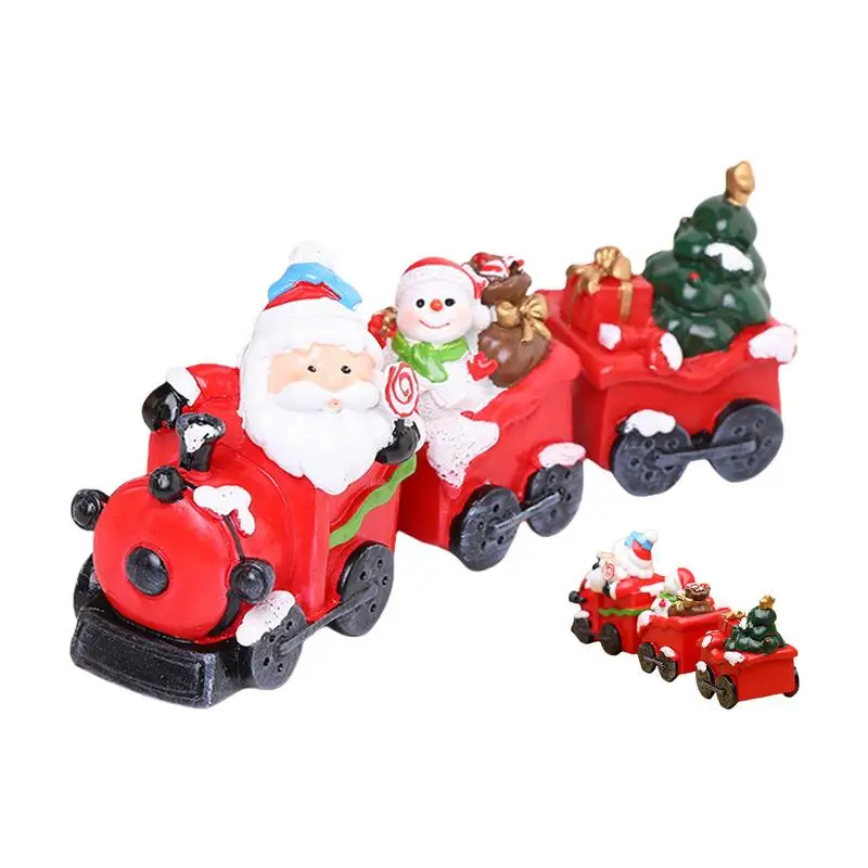 Conjunto de trem de natal padrão de natal decoração de natal resina pequeno trem conjunto figura de trem de natal brinquedos educativos