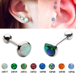 1Pair Opal Earring Stud Cartilage Helix Tragus Conch Ear Piercing Jewelry for Women Fashion Stainless Steel Barbell Earrings 16G