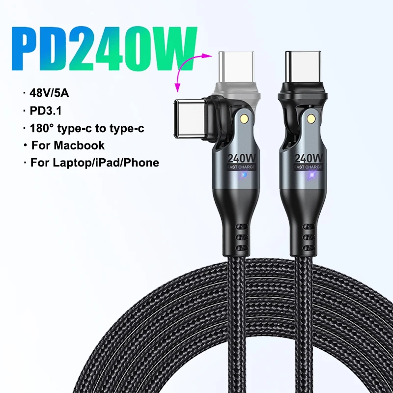 AUFU 240 W USB C auf USB Typ C Kabel für MacBook Pro Quick Charge 3.1 PD Schnellladekabel für Samsung Xiaomi POCO Ladekabel