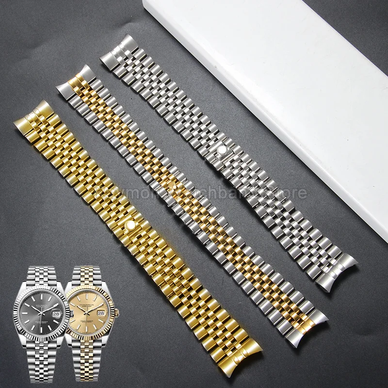 Premium Stainless Steel Watchstrap Special Curved Interface Jubilee Bracelet for Rolex Oyster Datejust Watch Accessories 20 21mm