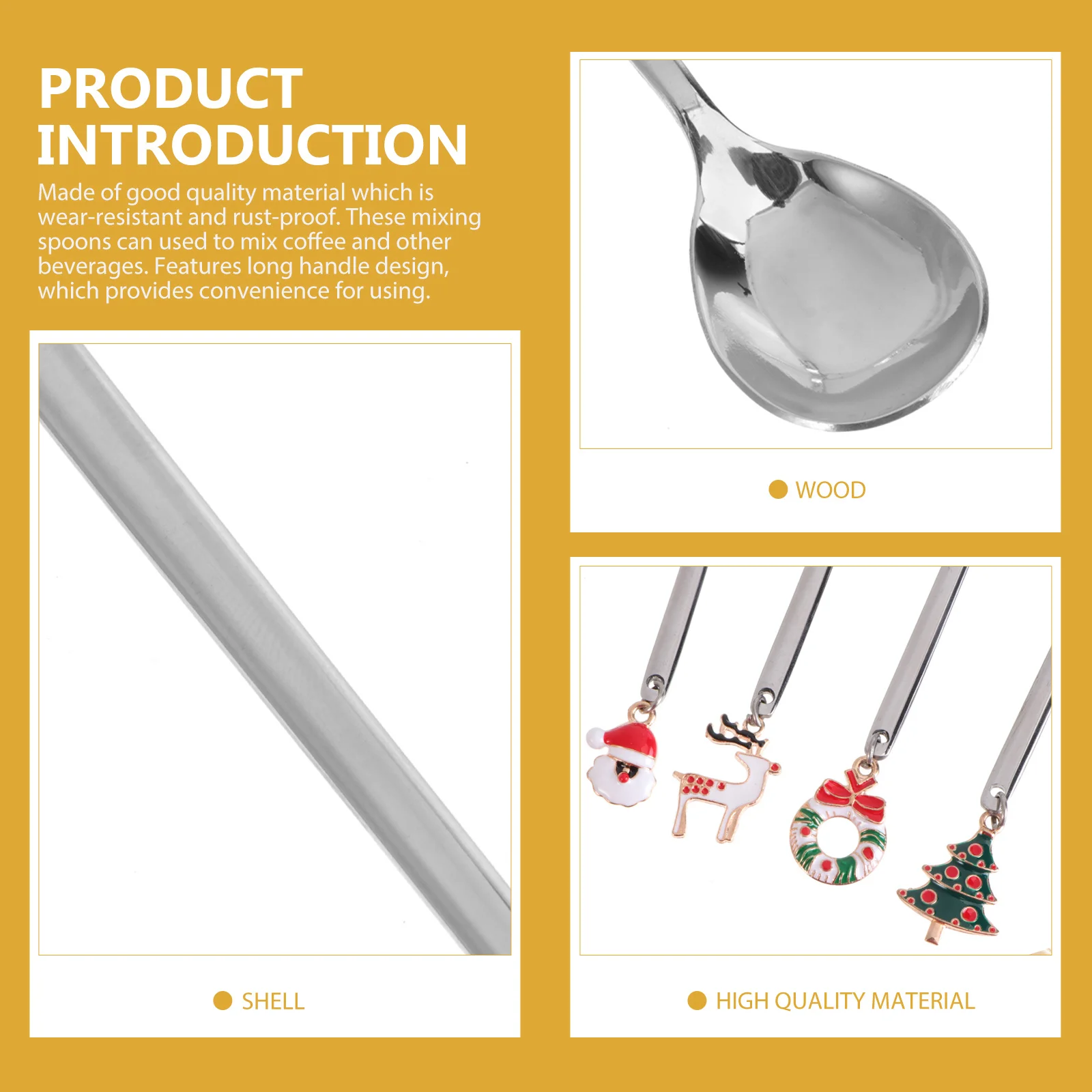 

4 pcs Stainless Steel Hanging Cup Spoons Thickened Mixing Spoons For Coffee Dessert Soup Rust-Proof Kitchen Utensils Creative