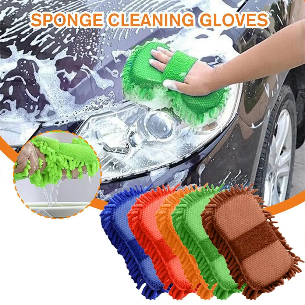 Premium Chenille Microfiber Car Wash Mitten Scratch-Free Glove Cleaning Ultra Care Car Washing Towel Sponge Car Absorbent G6Q5