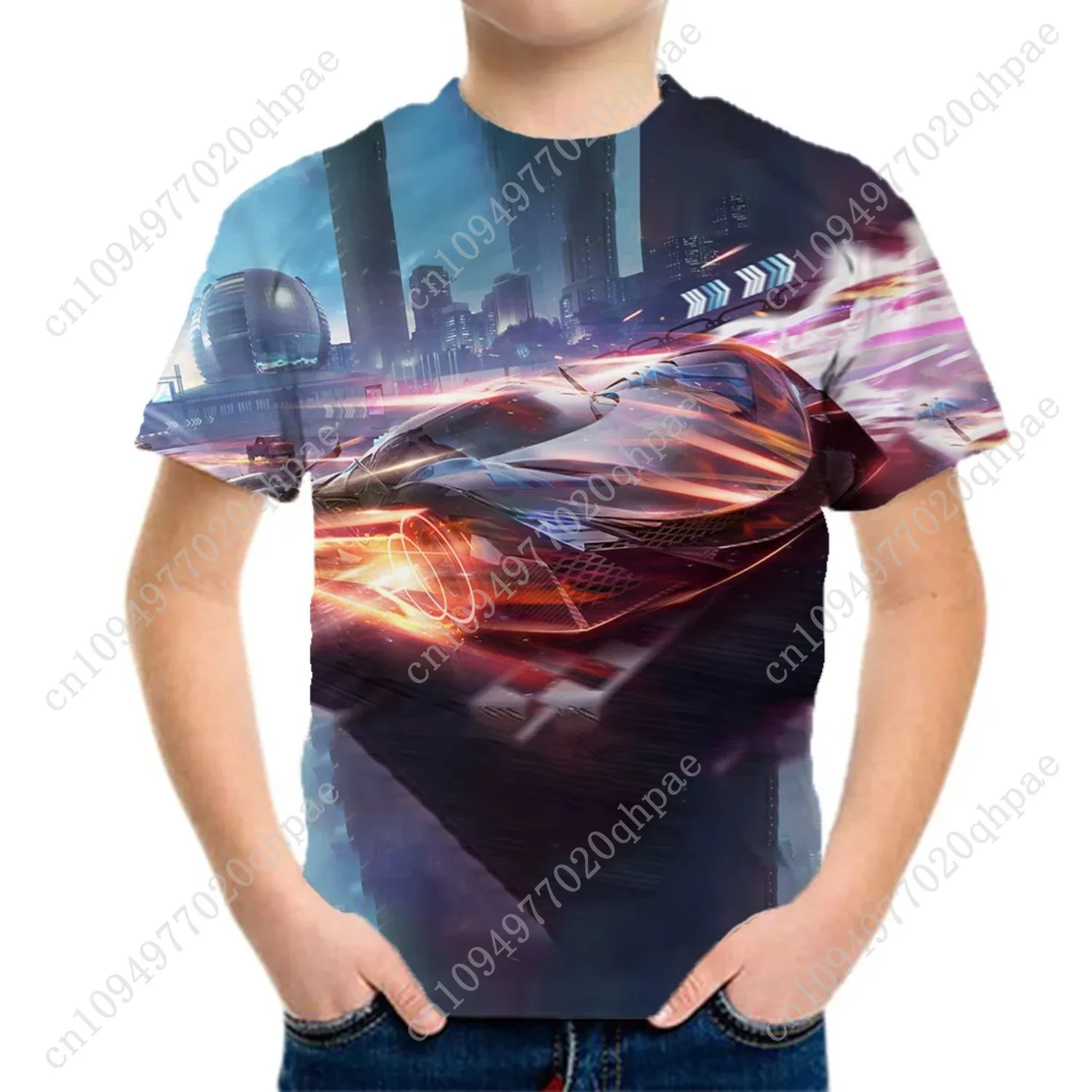 أطفال ملابس الأولاد الأرجواني كول سباق السيارات تي شيرت الرسومات التي شيرت الصيف الأطفال تي شيرت الملابس المراهقين بلايز الكورية الأسود