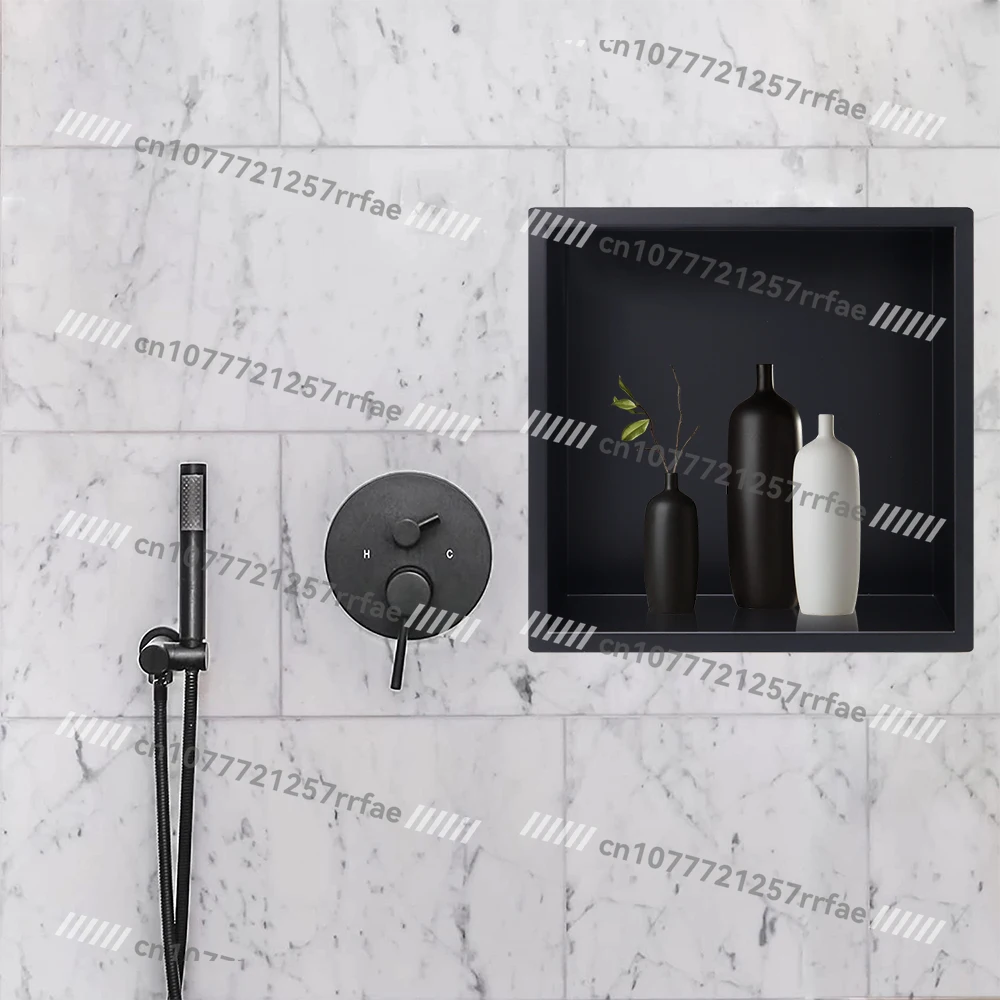 Custom matte black stainless steel 304 square rust proof square shower niche bathroom wall decoration