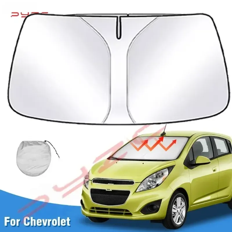 Windshield Sun Shade for Chevrolet / Chevy Spark 2013-2021 2022 2023 Window Sunshade Sun Visor Protector Foldable Blocks UV Rays