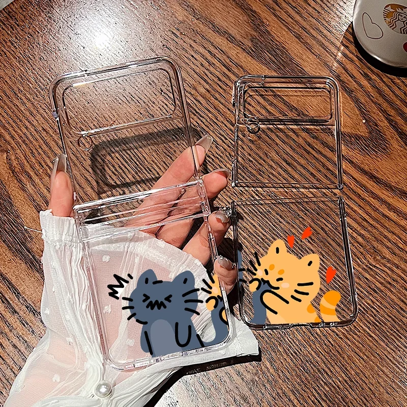 

Bite People Sweethearts Couple Phone Case For Samsung Galaxy Z Flip6 Flip5 5G Protect Cover ZF Flip4 3 Transparent Cute Covers