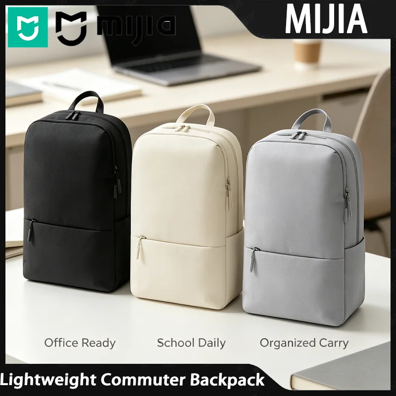 Mijia Lightweight Commuter Backpack 15.6 Inch Laptop Rucksack Water Resistant Multi‑Compartment Travel Business Bag