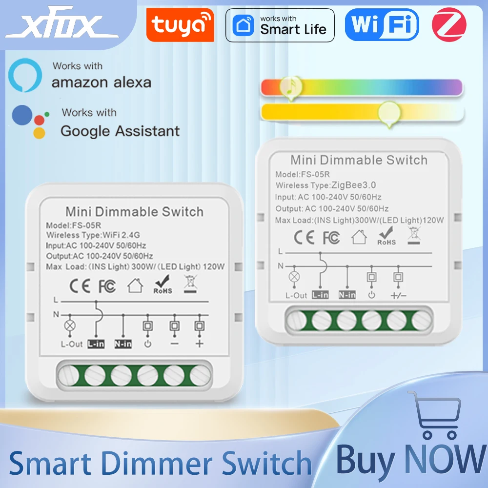 

Tuya WiFi ZigBee Smart Dimmers Switch Module 2-way Control Timer function LED Light Dimmable Switch Works with Alexa Google Home