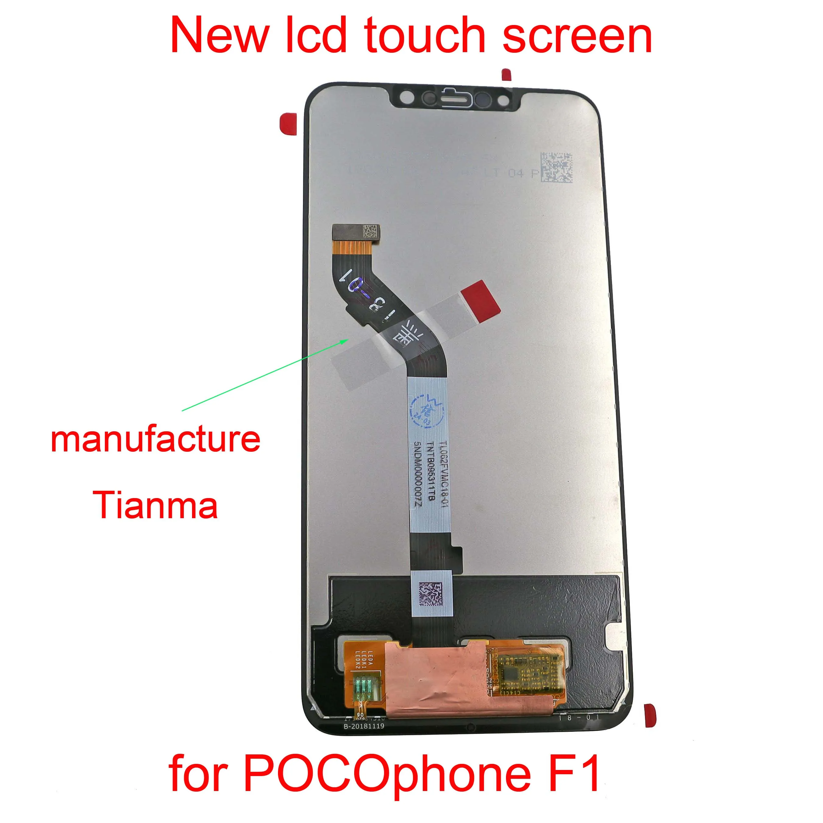 New Oleophobic Coating LCD Display Touch Screen for Xiaomi Pocophone F1 Tianma Manufacture support 10 touch points