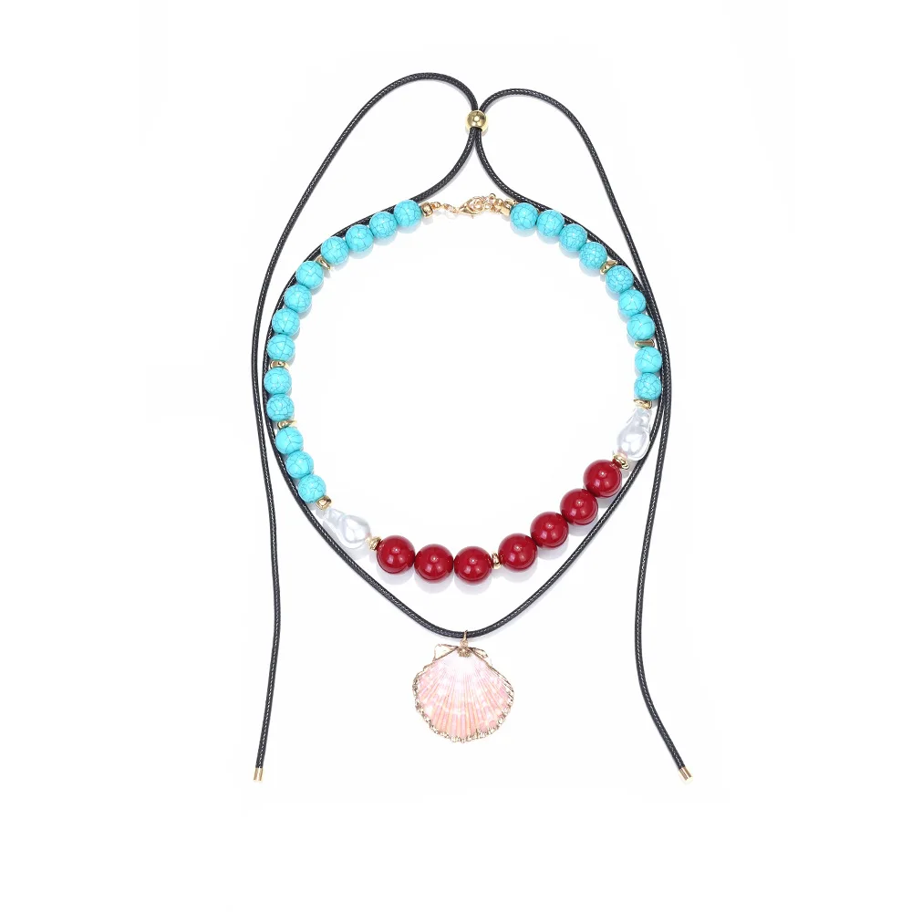 

ZAA Colorful Beaded Choker Long Rope Shell Pendant Necklaces 2025 Trend Luxury Women Jewelry Charm Prom Party Accessories Gifts