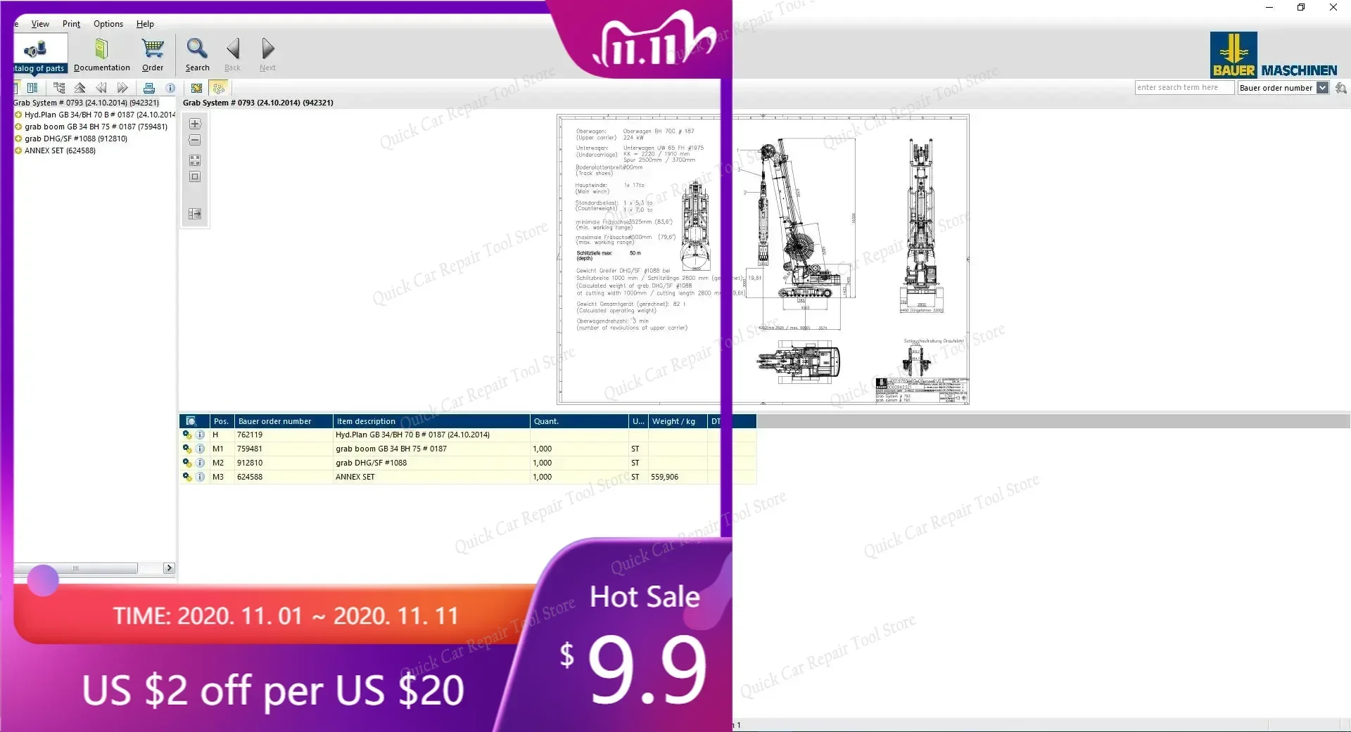 

AutoCD Bauer Foundation Drilling Machine Full All Model Spare Part Lists, Instruction Manuals, Schematic Manual DVD