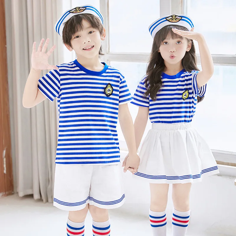 Children's Performance Clothing for National Day Kindergarten Navy Sailor Clothing for Primary School Students Chorus Performanc