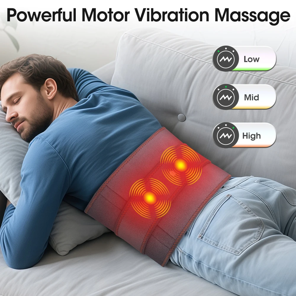 Electric Heated Waist Belt Infrared Warmth Dual Motor Vibration Back Massage Digital Display Neoprene Lumbar Support Belt view 4