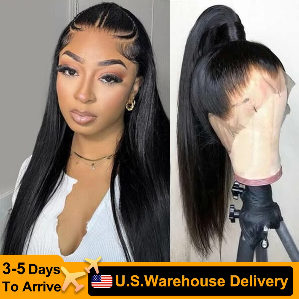 

Brazilian Transparent Lace Front Human Hair 30 32 Inch Straight 360 HD Lace Frontal Wigs Pre Plucked For Women 180 Density