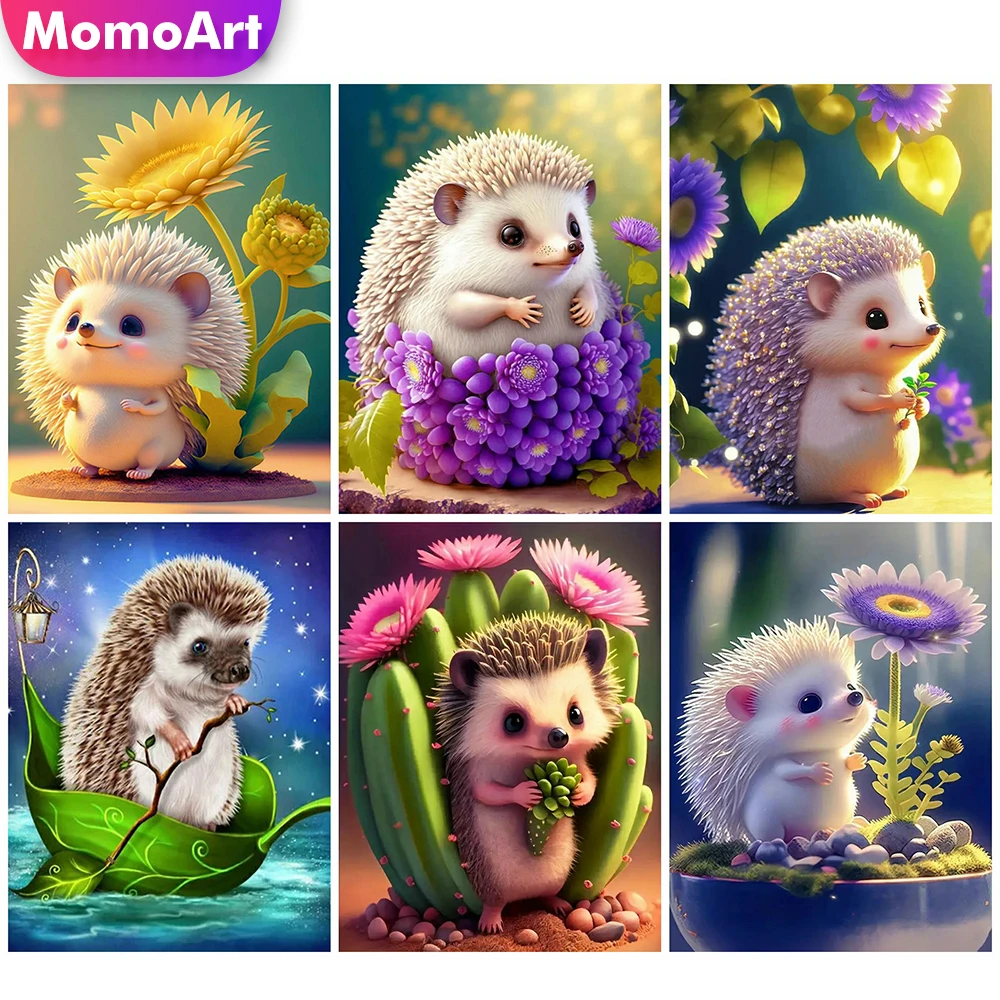 MomoArt Hedgehog Diamond Painting Animal Full Square Round Embroidery Cartoon Mosaic kits Cross Stitch Wall Decor