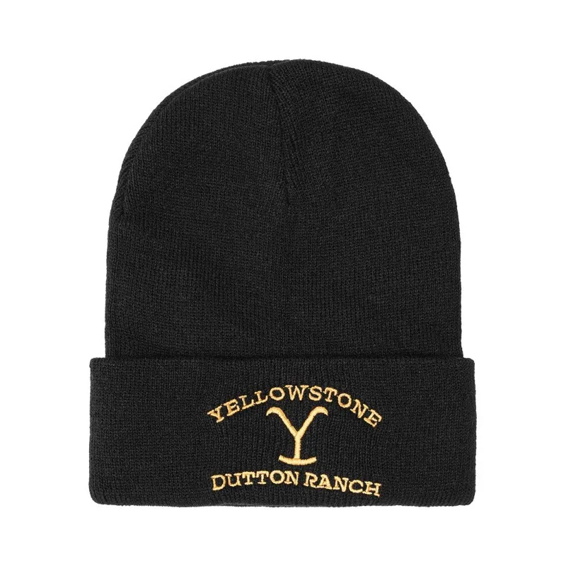 Yellow stones Dutton Ranch Logo Knitted Caps Women Men Beanies Autumn Winter Hat Acrylic Vintage TV Cowboy Crochet Melon Cap