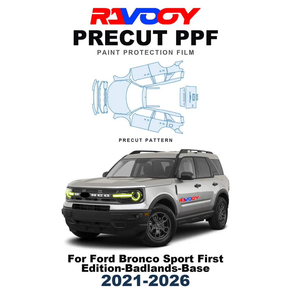 Precut PPF For Ford Bronco Sport First Edition-Badlands-Base 2021-2026 8.5mil TPU Paint Protection Film Hood Bonnet Bumper Roof