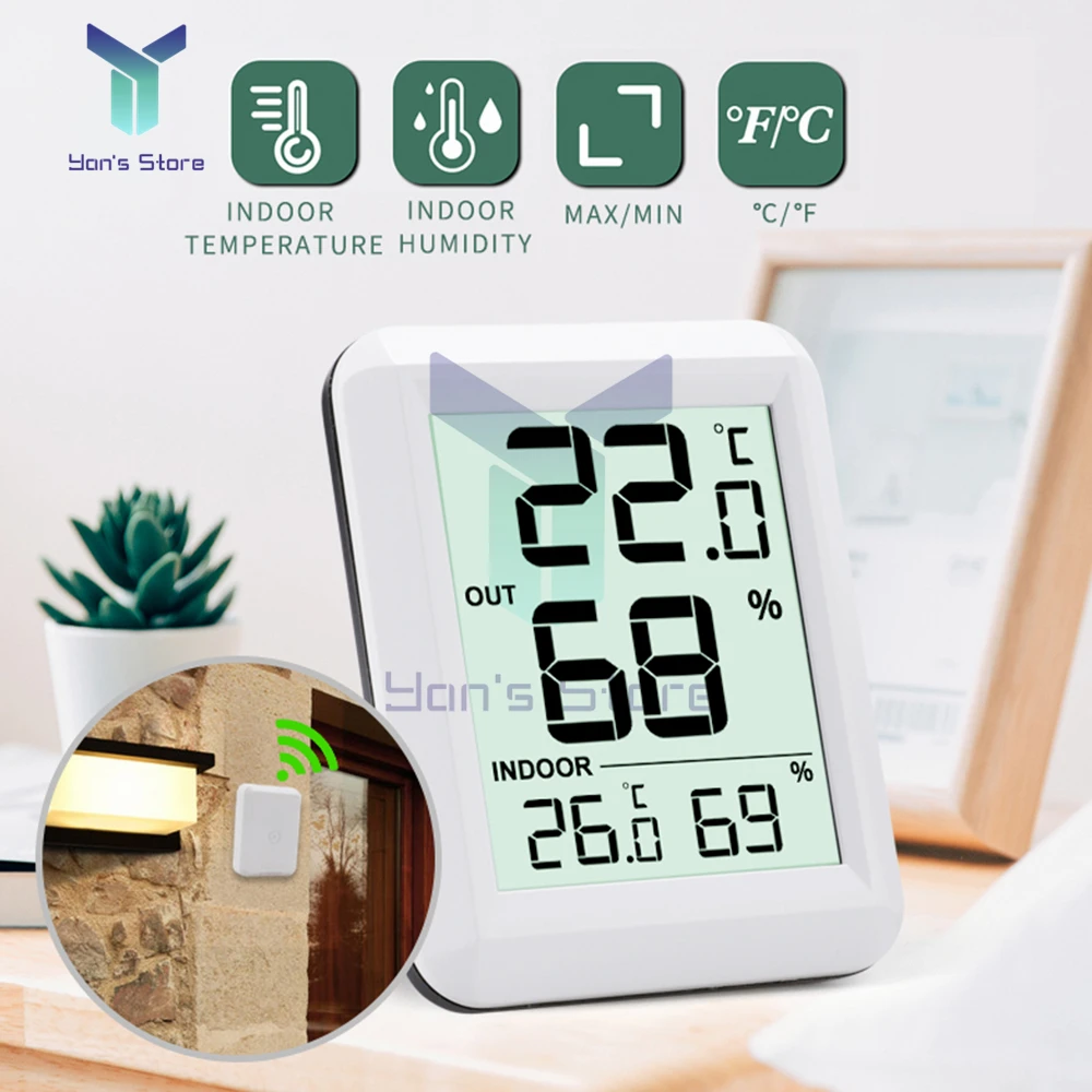 30M Kitchen Electronic thermometer Wireless Digital Indoor Outdoor Thermometer Hygrometer Weather Station for Home Bedroom