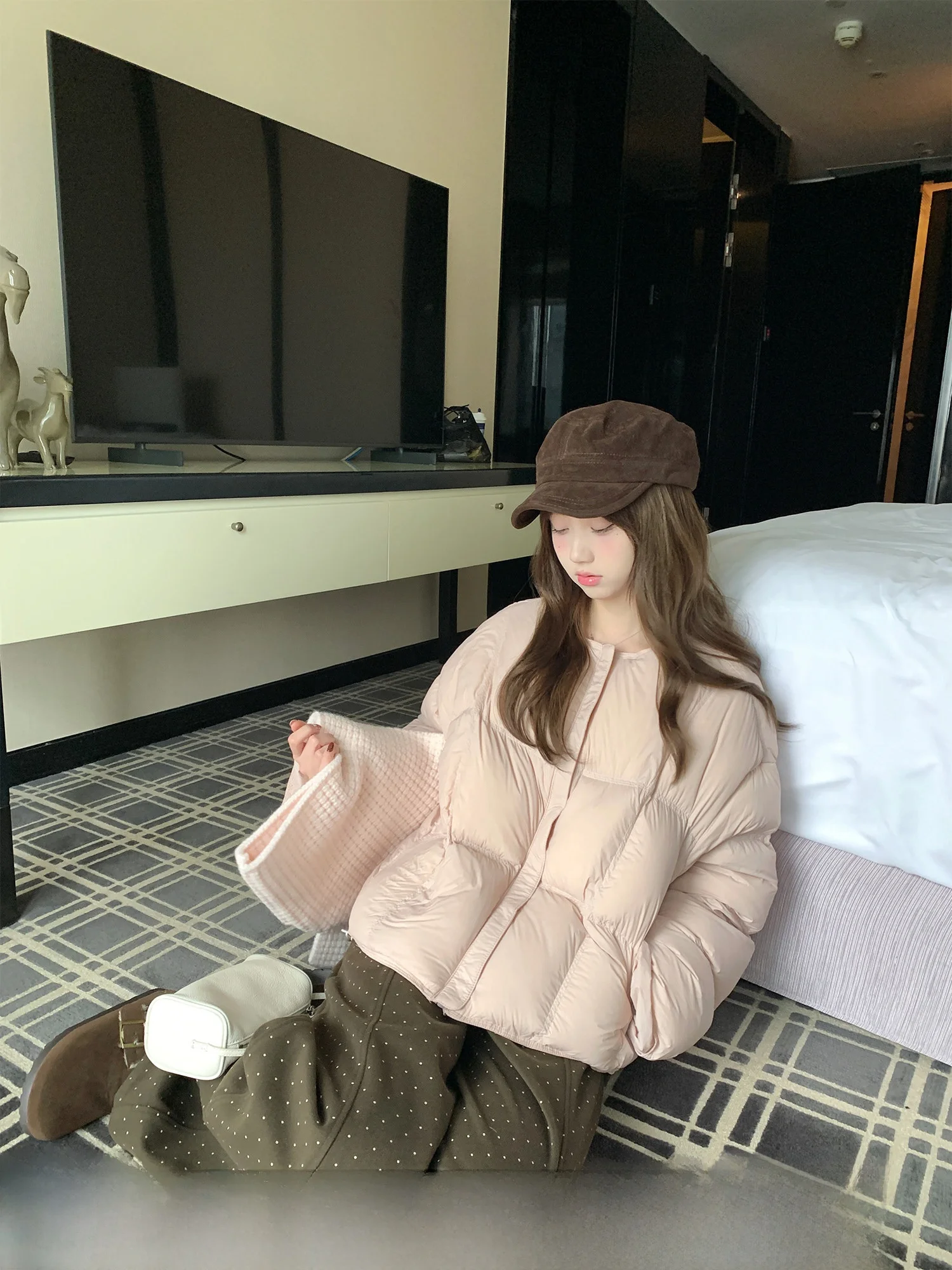 

Warm ort Puffer Jaet Women's Loose Fit Winter Outerwear Du down Filling 90% Color Casual Daily Wear