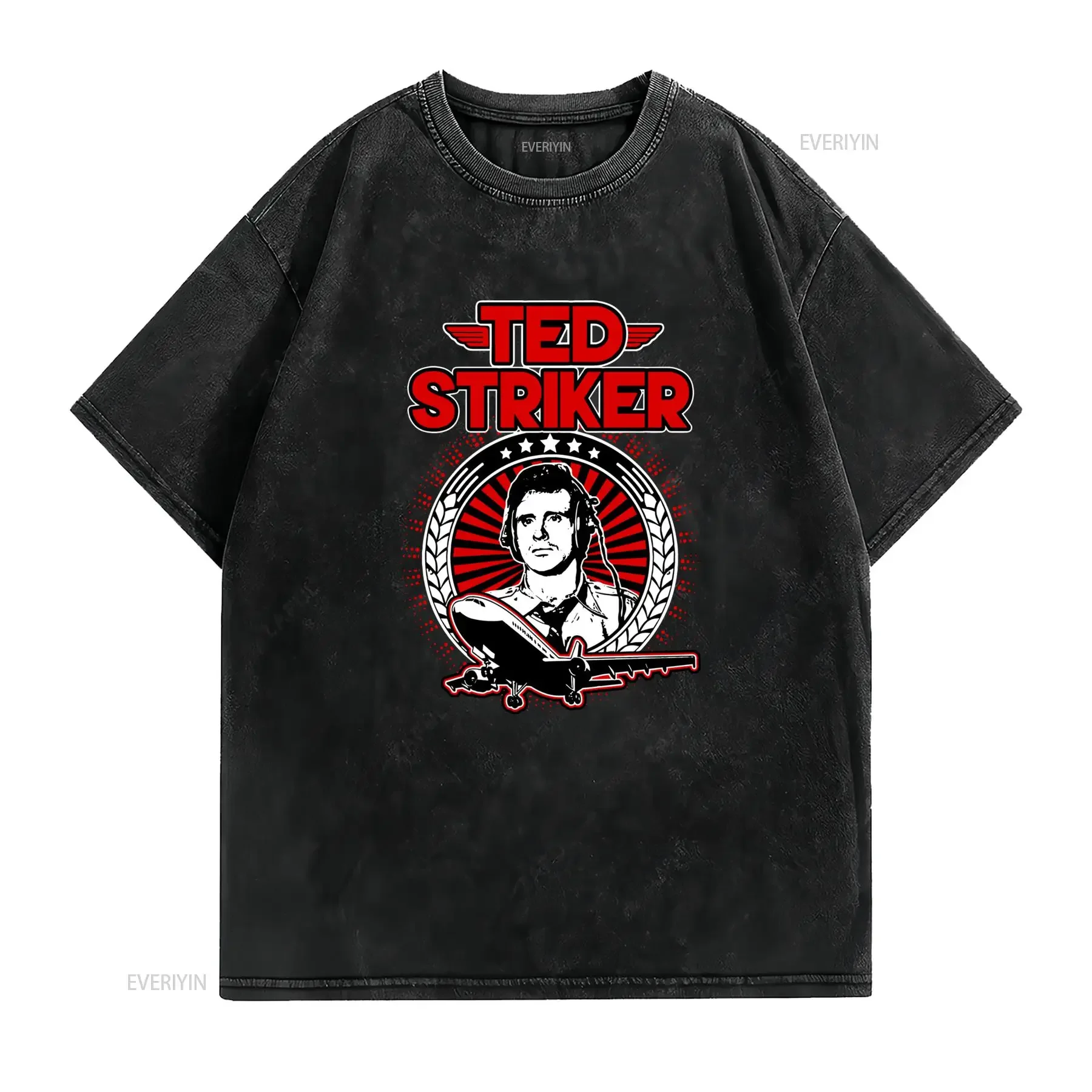 Vintage Retro Ted Striker Airplane Movie Pilot Print Casual T Shirt vintage Washed graphic Unisex homme streetwear