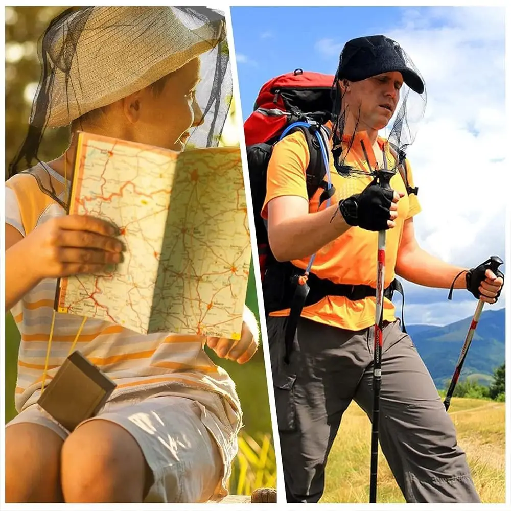 Gardening Hat Breathable Mosquito Head Nets Mesh Lightweight Hat Net Cover Head Mesh Covers Hiking