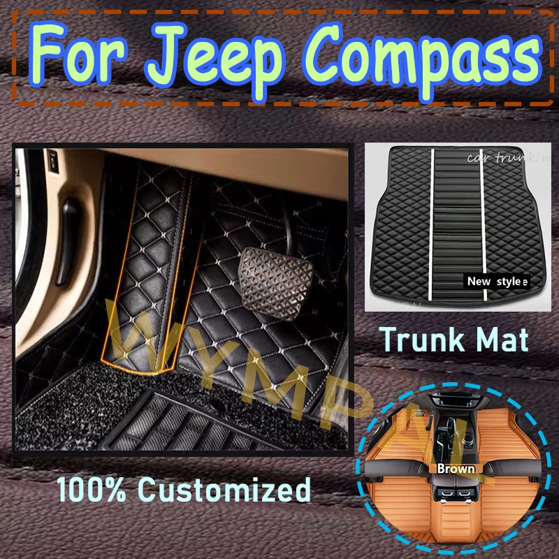 

Luxury DropShipping Car Floor Mats For Jeep Compass 2018-2022 Center Interior 100% Fit Leather Carpets Rugs Foot Pad Accessories
