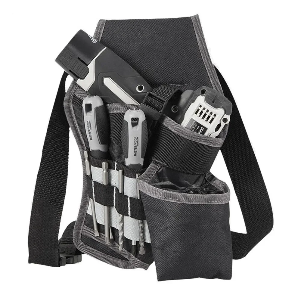 Portable Cordless Drill Clip Rechargeable Screwdriver Tool Belt Pouch Construction Worker Durable Canvas Tool Bag