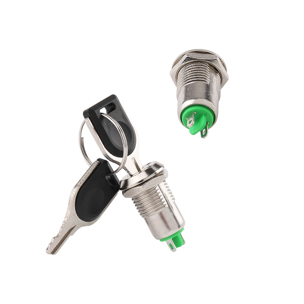 1/10/50pcs 12mm Zinc Alloy Electronic Key Switch With 2 Keys ON OFF Phone Lock Security Power Button Tubular Terminals 2Position