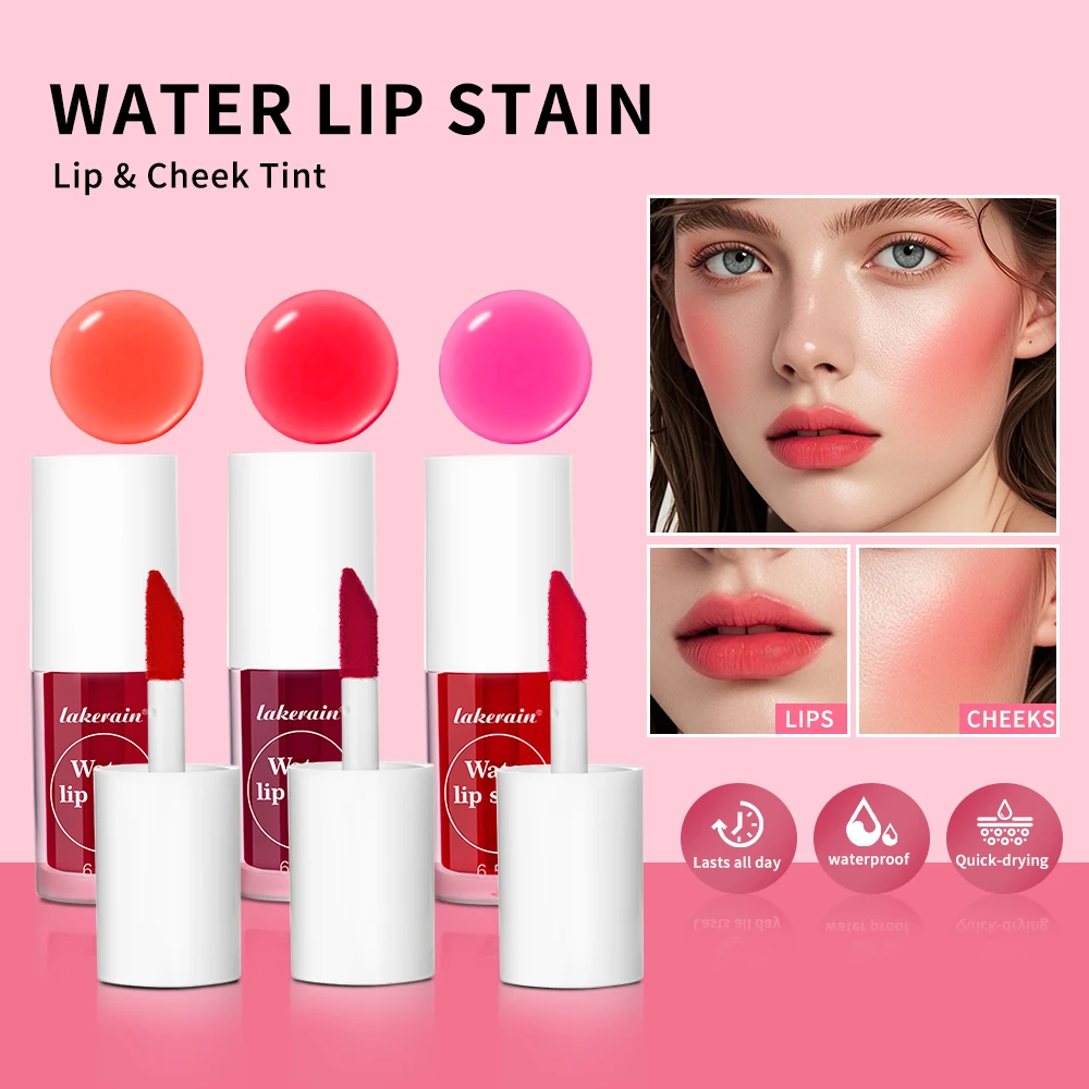 Lip Tint Stain 2 IN 1 Long Lasting Waterproof Lightweight Non-sticky Lipstick Transfer-Proof Matte Finish Liquid Blush Lip Gloss