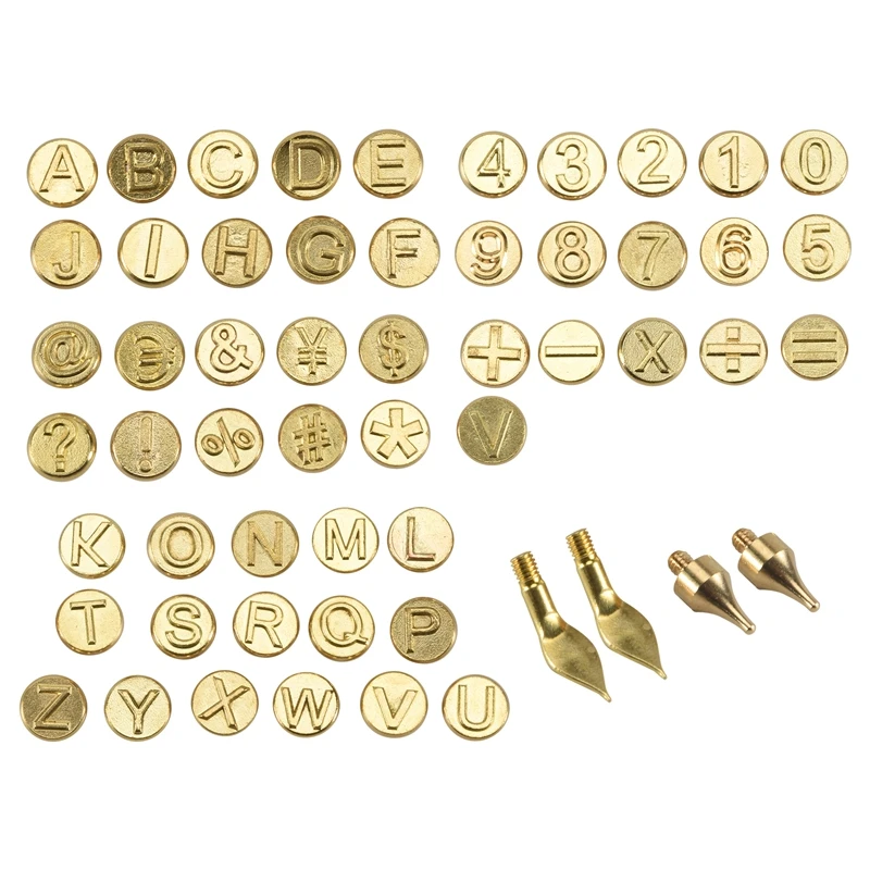 56 قطعة طرف حرق الخشب مجموعة طرف حرق الخشب بما في ذلك رقم الأبجدية للحرف الخشبية نحت النقش بنفسك #4