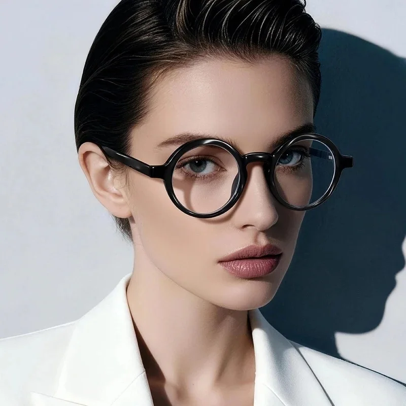 BETSION Fashion TR Women's Geometric Round Reading Glasses Anti-blue Light Customizable Prescription Frame #094