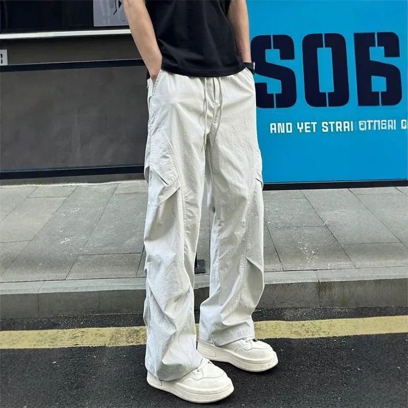 

2026 Summer New Pleated Cargo Pants Men's Japanese Korean Men's Thin Outdoor Hiking Pants Casual Sweatpants Streetwear