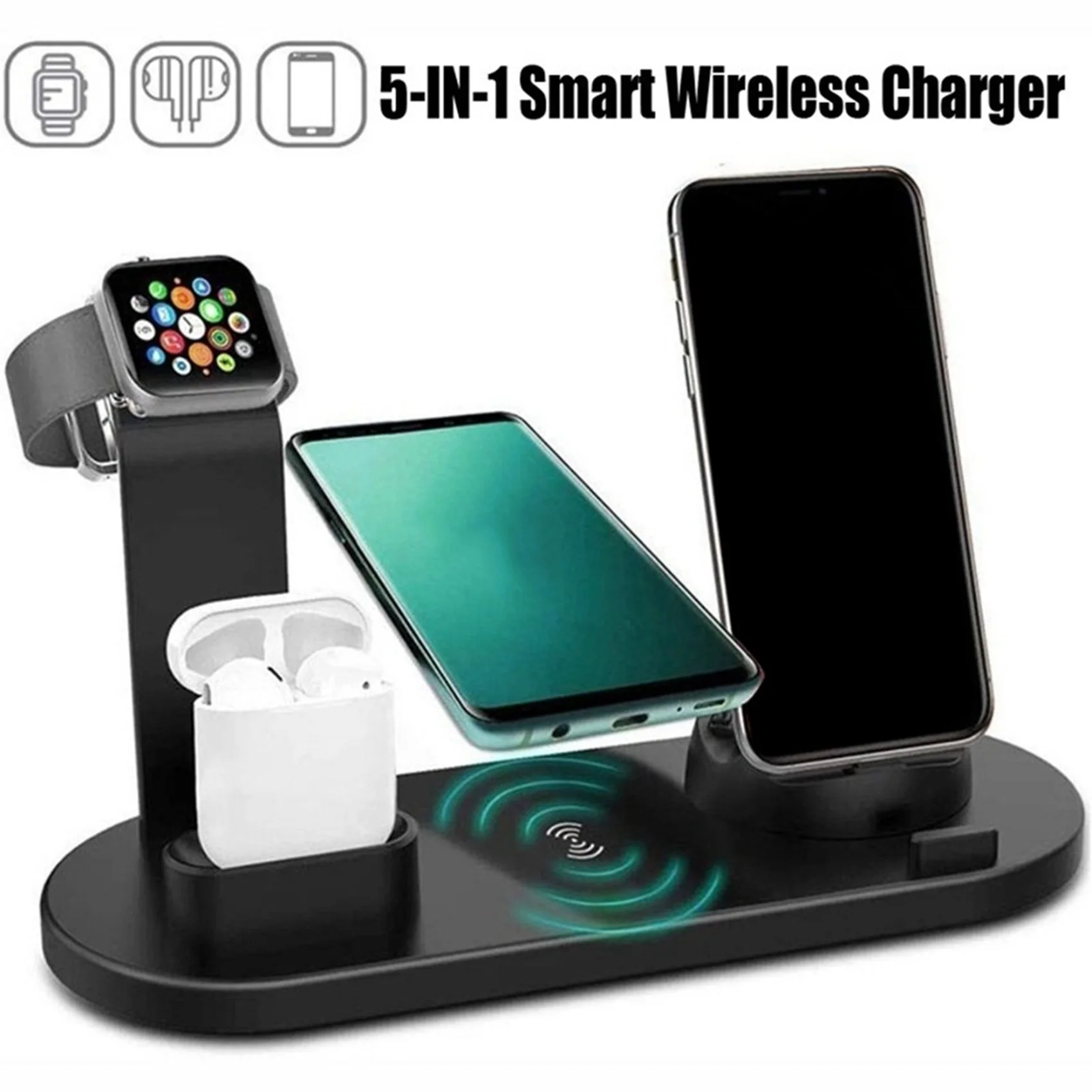 5 in 1 Wireless Charger Stand Fast Charging Dock Station for iPhone 13 12 Pro Max 13Mini Apple Watch SE 6 5 4 AirPods