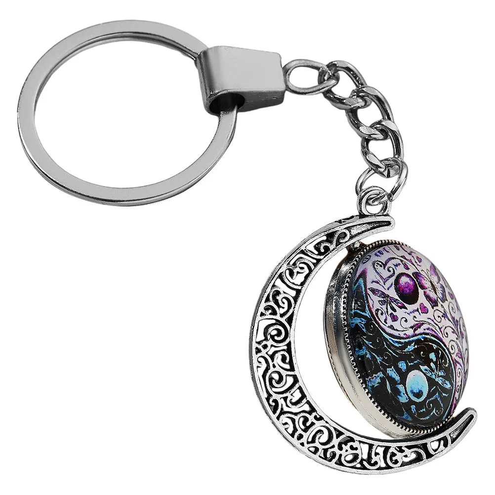 

Butterfly Tai Chi Keychain Chinese Metal Gemstone Ring Car Keyring Pendant Creative Shape Practical Gift