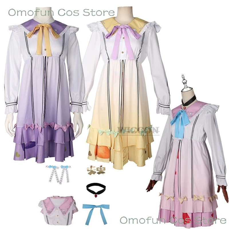 

Game Project Sekai Momoi Airi Cosplay Costume Girls Pink yellowDress with Bow Halloween Carnival Night Women Men Role Party Suit