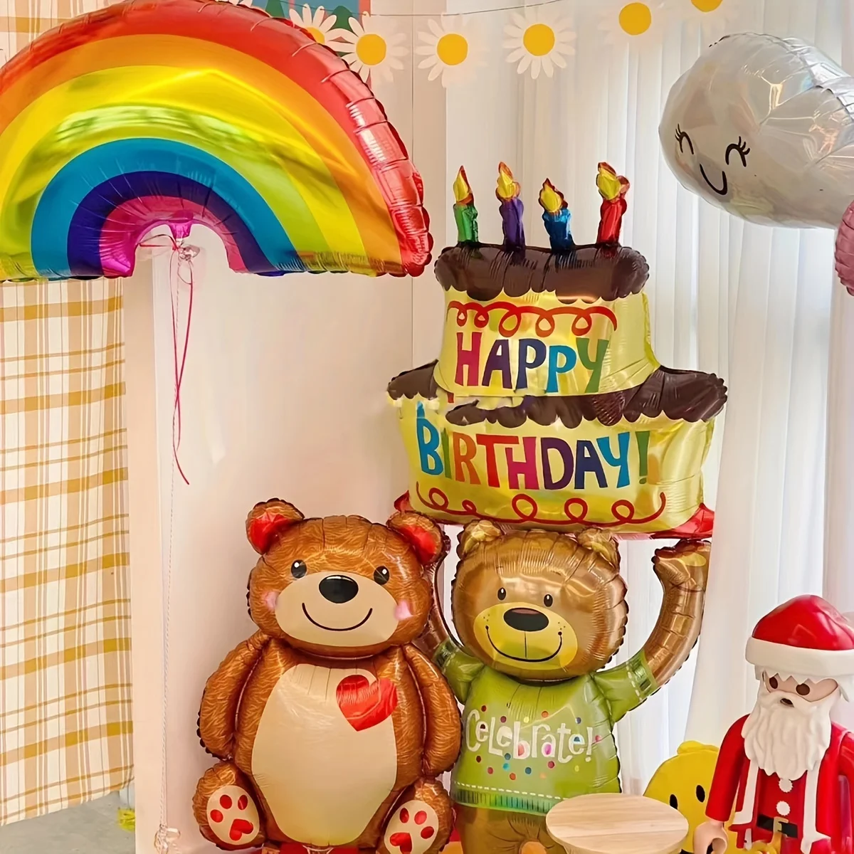 Extra Grande Urso Bonito Abraço Bolo Forma Balão, Balão De Filme De Alumínio, Decoração De Festa De Aniversário Do Bebê, Presente De Aniversário, 1Pc