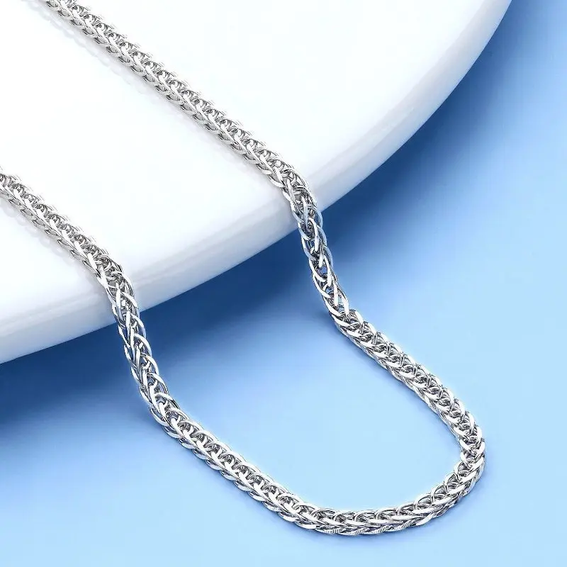 

Real Pure Platinum 950 Chain Women Lucky Width 1.5mm Wheat Necklace 4.4-4.5g/43cm