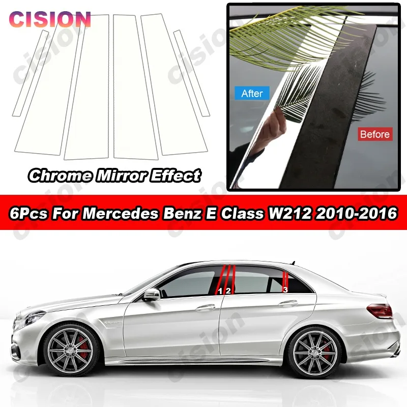 Image of Glänzend Chrom Auto Tür Fenster Mittelsäule Mitte B C Säule Post Panel Abdeckung Trim Aufkleber Aufkleber Für Mercedes Benz E Klasse W212