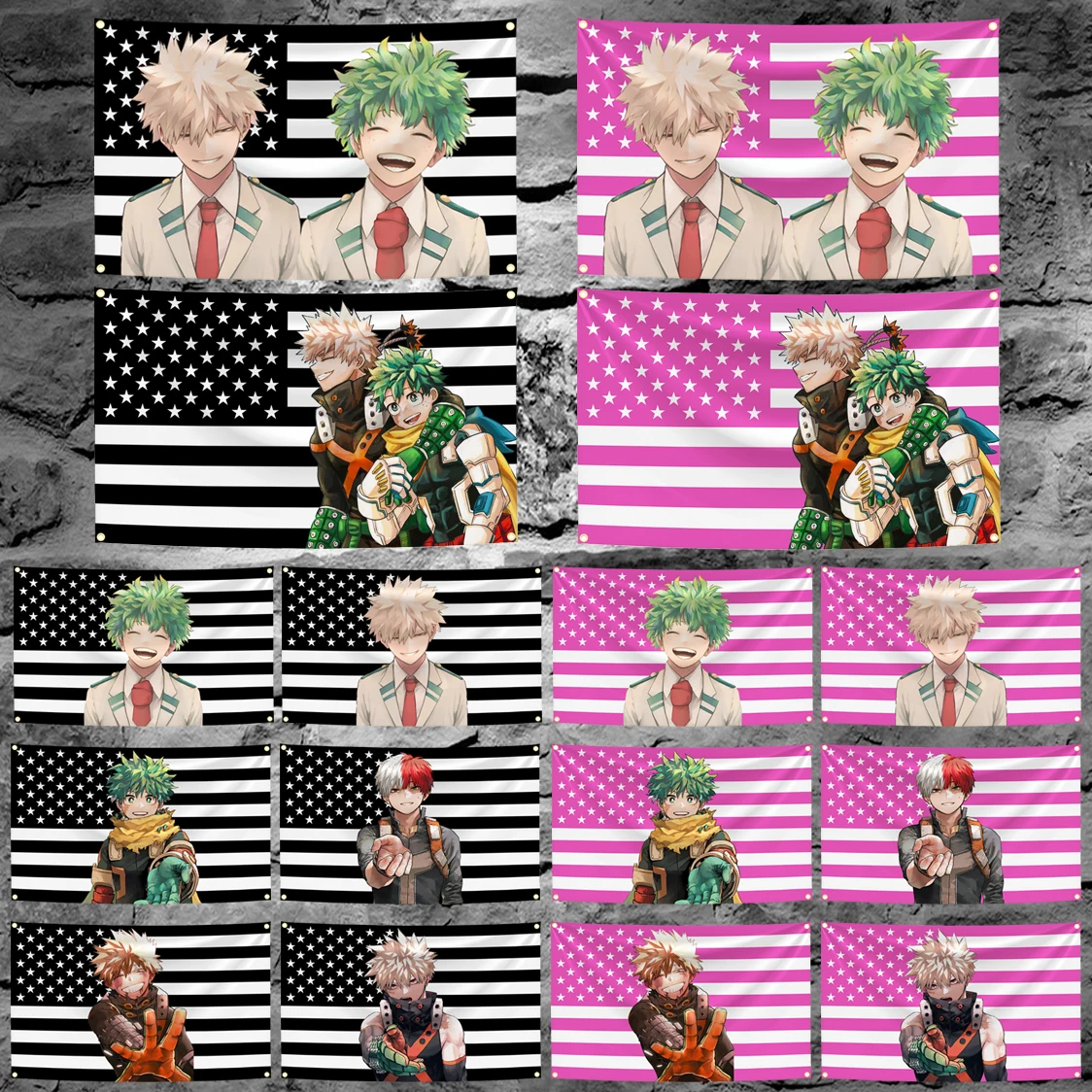 60x90cm 90x150cm 120x180cm My Hero Academias Bakugou Katsuki American Flag Banner Outdoor Decor Funny Flags Tapestry