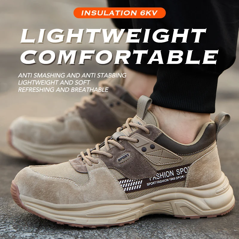 Anti-Puncture Work Shoe For Man breathable Safety Work Sneakers with iron Toe Indestructible shoes Breathable Work Boots