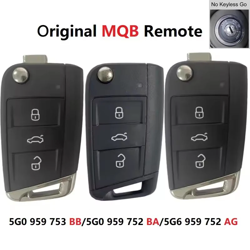 KEYECU Genuine OEM Flip Remote Key FOB 3Buttons 434Mhz MQB for VW Golf 7 Tiguan Touran POLO 5G0959752BB /5G0959752BA/5G6959752AG