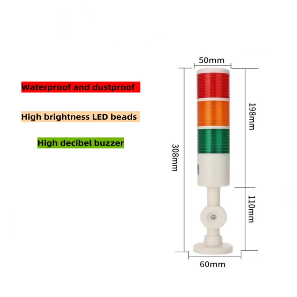 Three-color warning light PT50-3T-D-J Machine tool light Signal tower light 180 degrees folding 24V