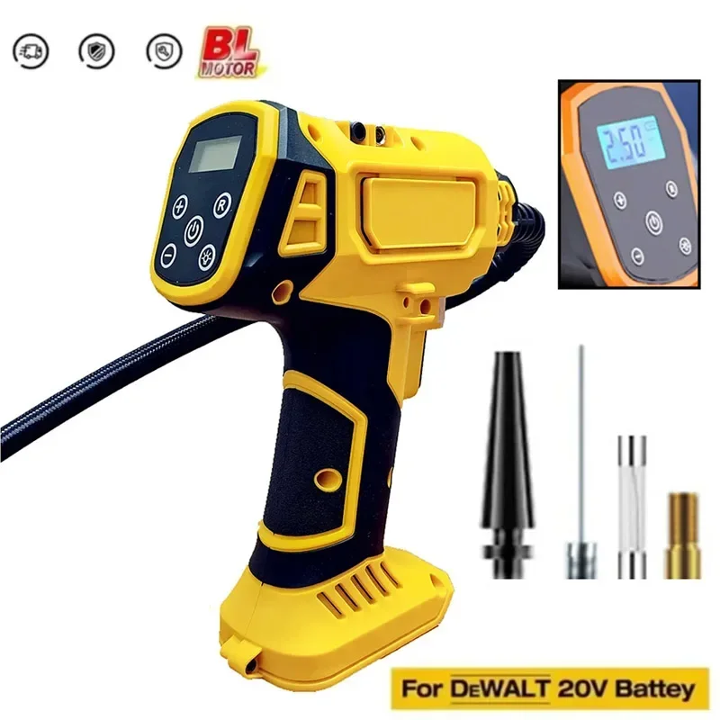 Fit for DeWALT Battery Air Compressor Automatic Tire Inflator Cordless Electric Pump with Digital Pressure Gauge for Car Bike