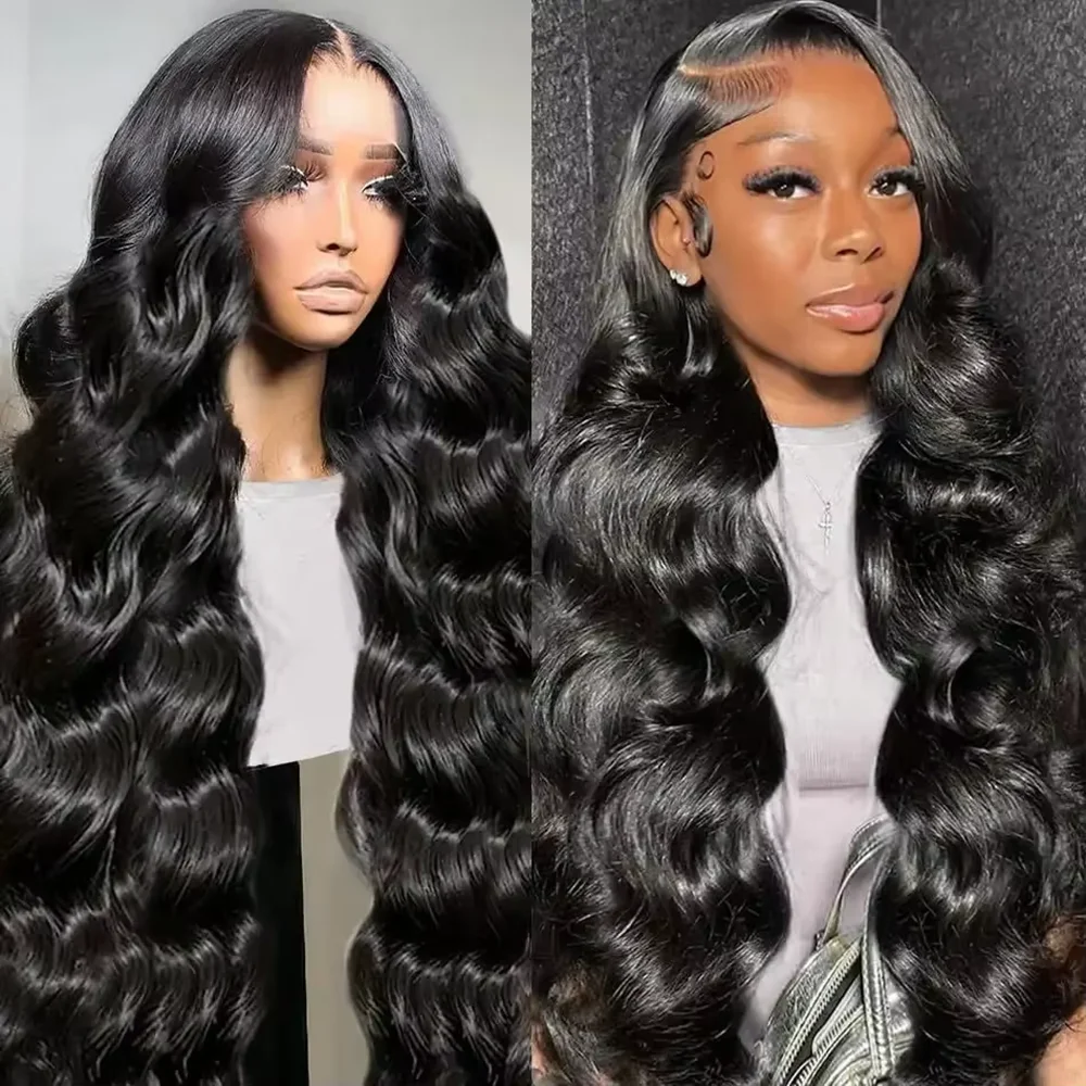 Body Wave 13x6 HD Lace Frontal Wigs 100% Human Hair Brazilian 38 Inch Natural Black Wig HD Lace Front Human Hair Wigs For Women