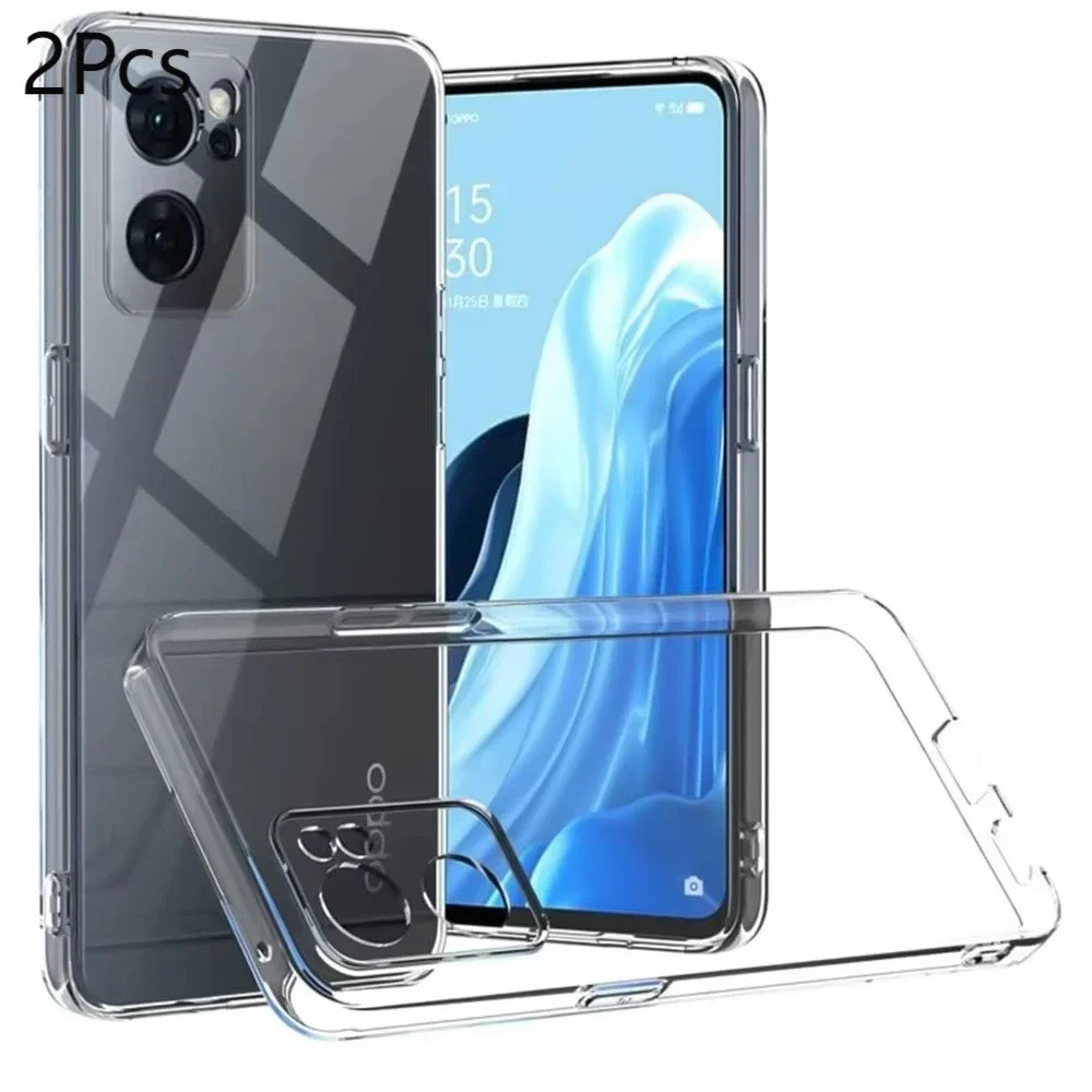 2pcs Soft Transparent Case For OPPO Reno 8 Find X2 X3  X5 Lite Pro 5G Slim Cover For OPPO A53 A96 A54 A94 A52 A72 A92 A53