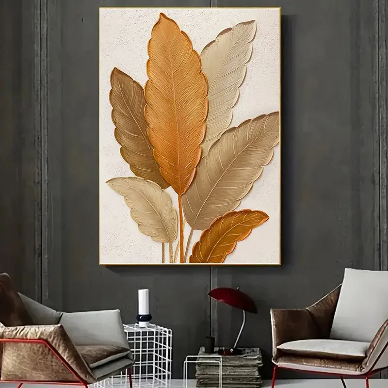 Modern abstract leaf art decorative painting, suitable for home decoration, room decoration, bathroom decoration, frameless