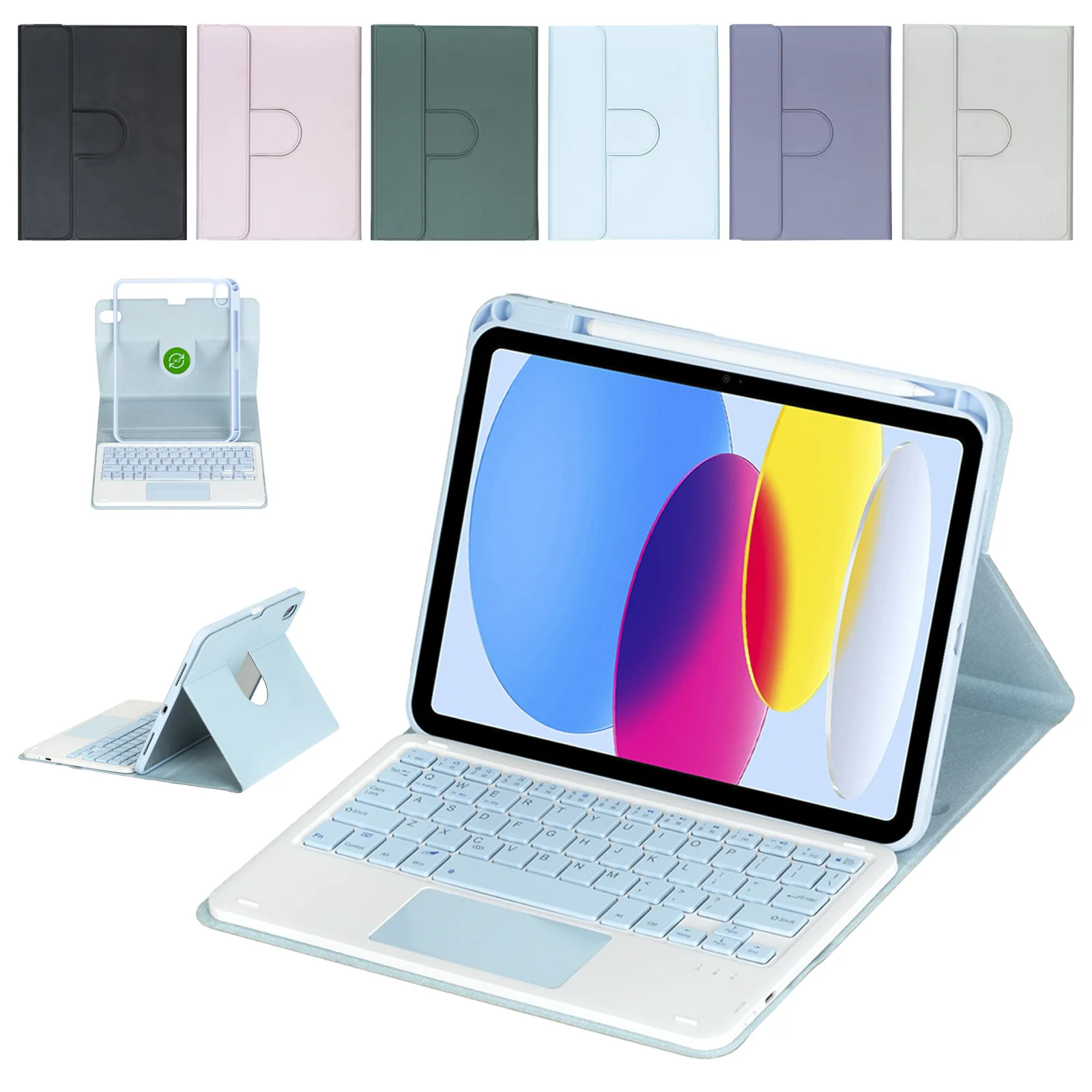 

360° Rotating Keyboard for IPad Pro 11-inch M4 M2 & IPad Air 11" 2025 A16 Gradient Backlit Case with Precision Trackpad