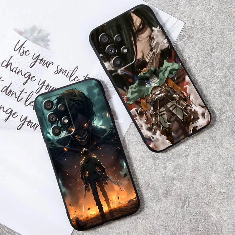 A-Attack On T-titan Anime Cool For Samsung Note 20 10 Ultra Plus A31 A14 A12 A70 A34 A25 A04 A05 A15 A24 5G Black Soft