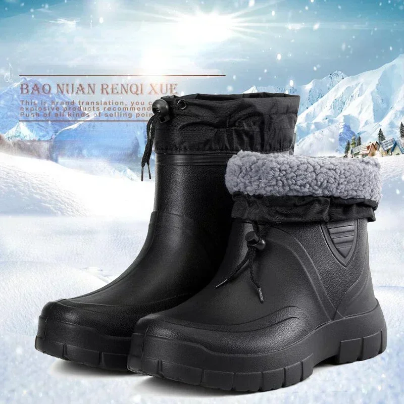 Botas de algodón antideslizantes Para Hombre, calzado sencillo de Color sólido, cálido e impermeable, Para exteriores, Invierno