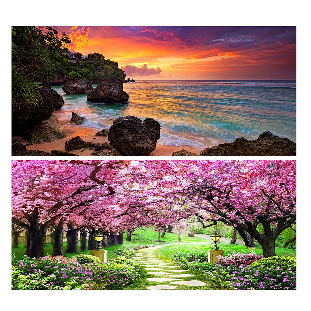 

Natural Scene Oil Paint By Numbers Kits 80x40cm Canvas Picture DIY Wall Drawing